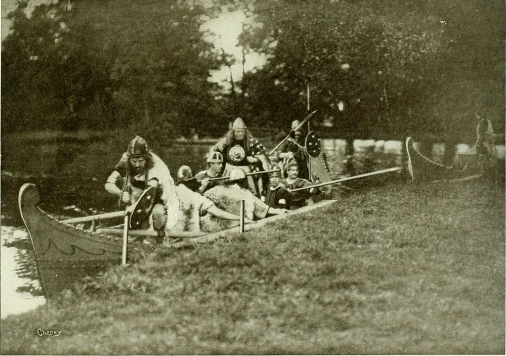 An illustration from Souvenir of the Oxford historical pageant : in aid of the Radcliffe Infirmary, Oxford Eye Hospital, etc., commemoration, 1907, June 27th 28th, 29th, and July 1st, 2d and 3d, 1907, leaf 30