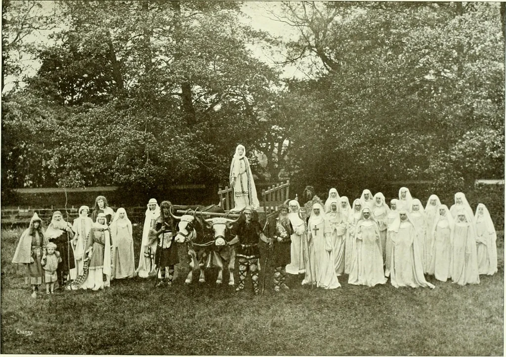 An illustration from Souvenir of the Oxford historical pageant : in aid of the Radcliffe Infirmary, Oxford Eye Hospital, etc., commemoration, 1907, June 27th 28th, 29th, and July 1st, 2d and 3d, 1907, leaf 32