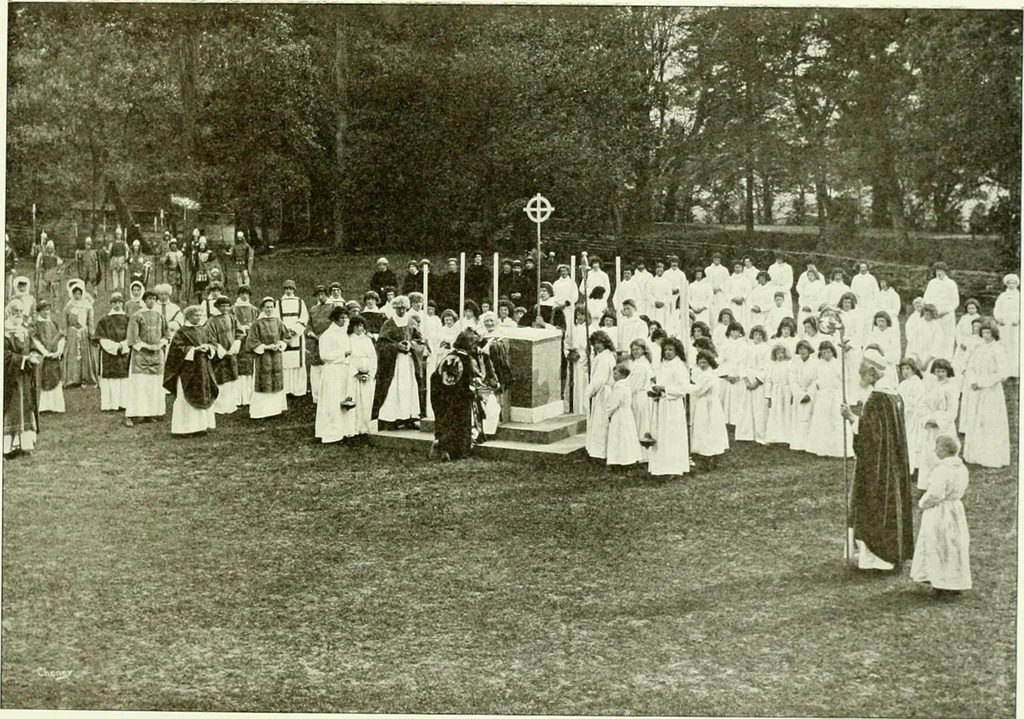 An illustration from Souvenir of the Oxford historical pageant : in aid of the Radcliffe Infirmary, Oxford Eye Hospital, etc., commemoration, 1907, June 27th 28th, 29th, and July 1st, 2d and 3d, 1907, leaf 34