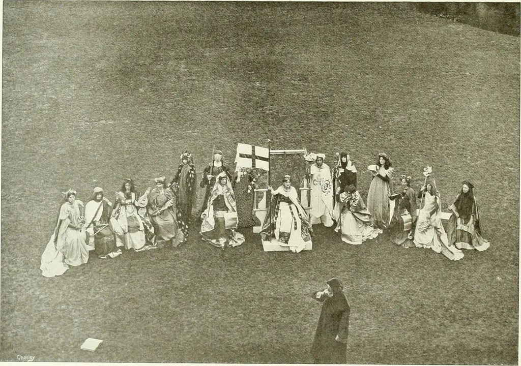 An illustration from Souvenir of the Oxford historical pageant : in aid of the Radcliffe Infirmary, Oxford Eye Hospital, etc., commemoration, 1907, June 27th 28th, 29th, and July 1st, 2d and 3d, 1907, leaf 41
