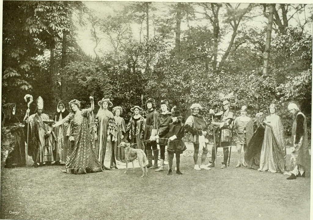 An illustration from Souvenir of the Oxford historical pageant : in aid of the Radcliffe Infirmary, Oxford Eye Hospital, etc., commemoration, 1907, June 27th 28th, 29th, and July 1st, 2d and 3d, 1907, leaf 42