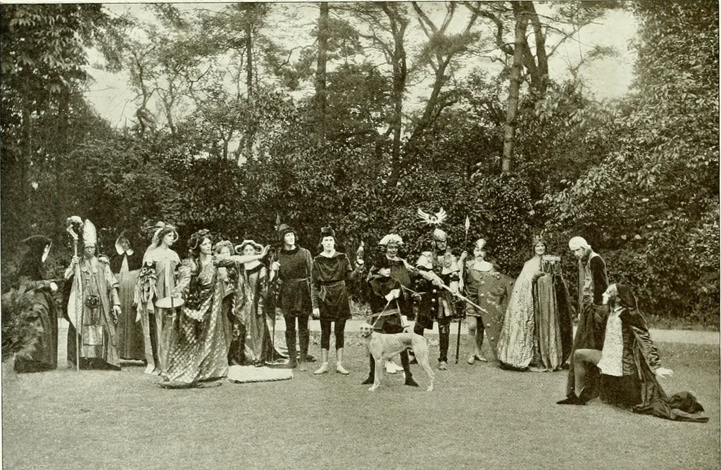 An illustration from Souvenir of the Oxford historical pageant : in aid of the Radcliffe Infirmary, Oxford Eye Hospital, etc., commemoration, 1907, June 27th 28th, 29th, and July 1st, 2d and 3d, 1907, leaf 43