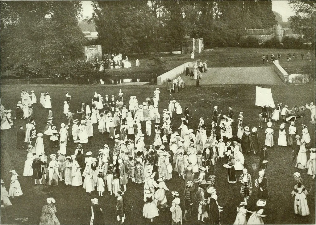 An illustration from Souvenir of the Oxford historical pageant : in aid of the Radcliffe Infirmary, Oxford Eye Hospital, etc., commemoration, 1907, June 27th 28th, 29th, and July 1st, 2d and 3d, 1907, leaf 59
