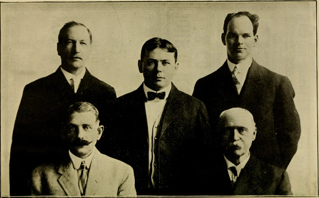 An illustration from Souvenir pictorial history of Local Union no. 104, San Francisco, California, affiliated with Amalgamated Sheet Metal Workers' International Alliance and American Federation of Labor, in honor and commemoration of its twenty-five years of growth and progress, 1910, leaf 24