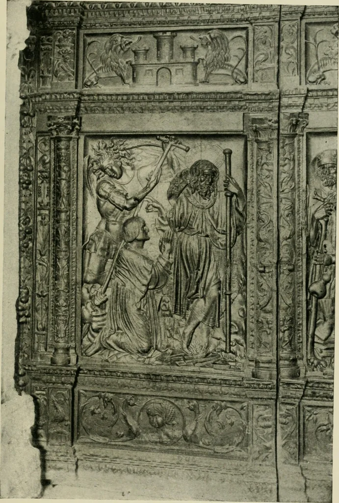 An illustration from Spanish architecture of the sixteenth century; general view of the plateresque and Herrera styles, 1917, leaf 124