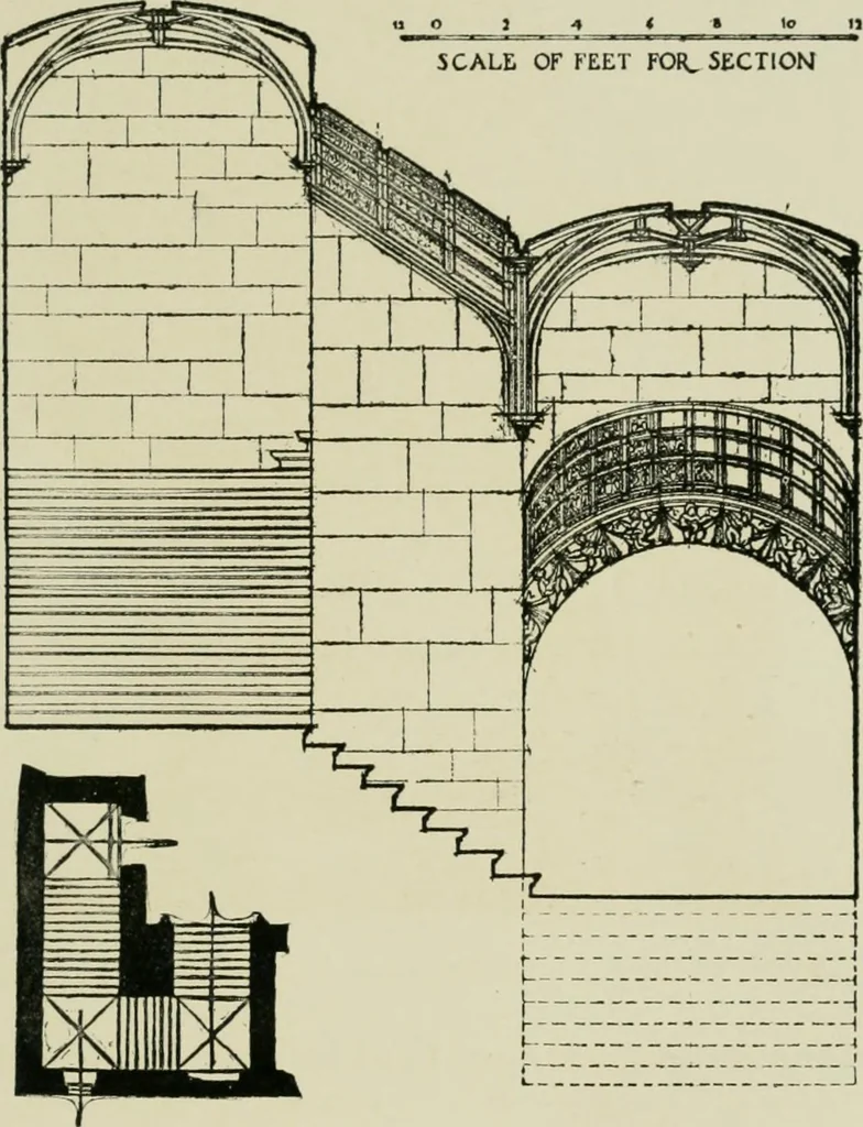 An illustration from Spanish architecture of the sixteenth century; general view of the plateresque and Herrera styles, 1917, leaf 128
