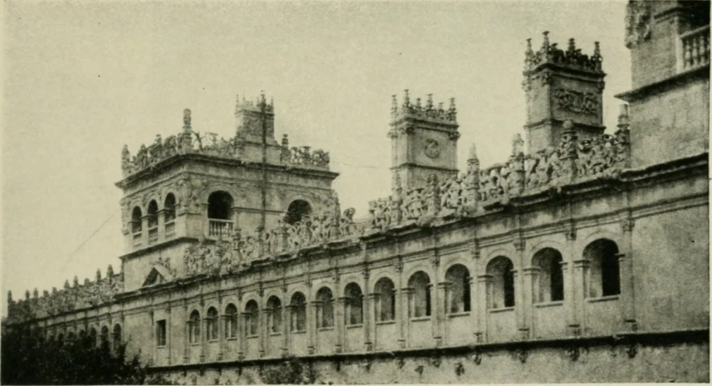 An illustration from Spanish architecture of the sixteenth century; general view of the plateresque and Herrera styles, 1917, leaf 136