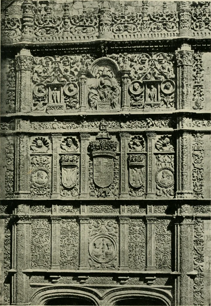 An illustration from Spanish architecture of the sixteenth century; general view of the plateresque and Herrera styles, 1917, leaf 162