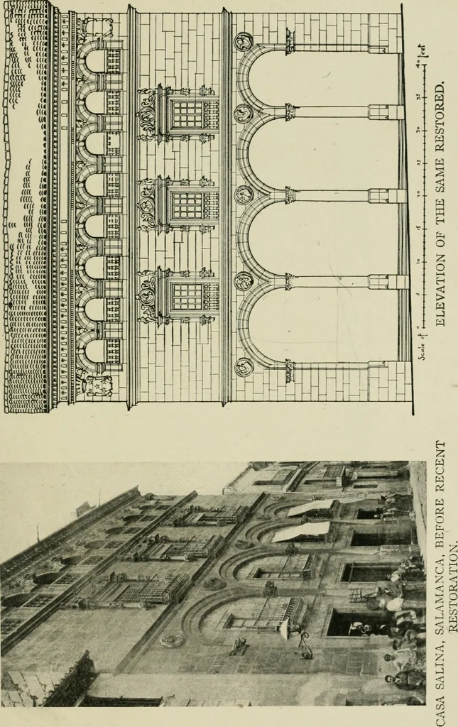 An illustration from Spanish architecture of the sixteenth century; general view of the plateresque and Herrera styles, 1917, leaf 176