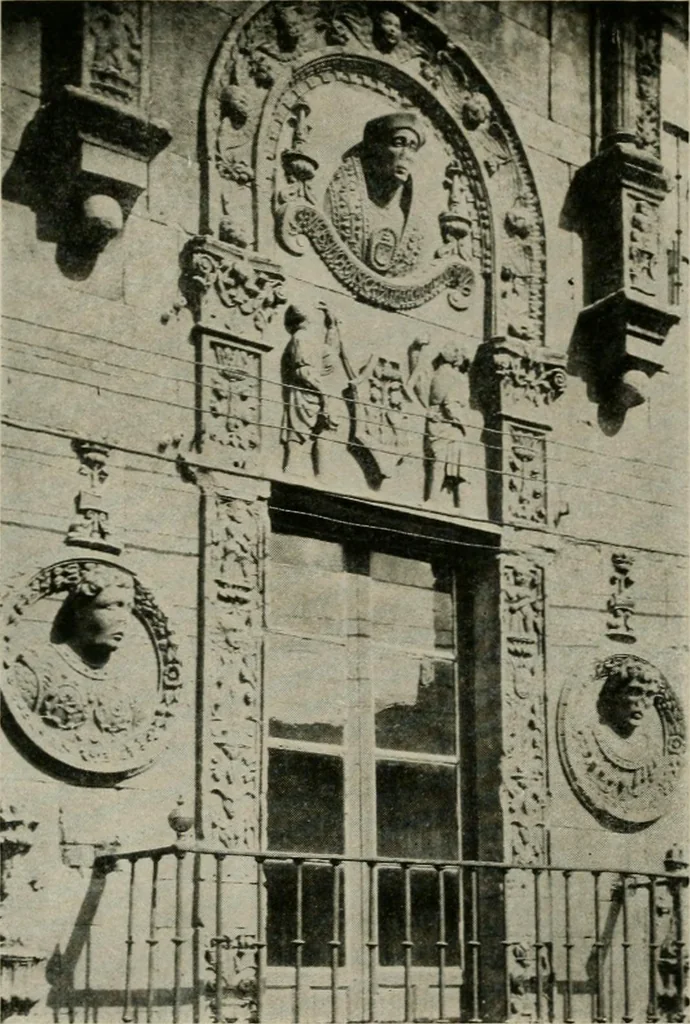 An illustration from Spanish architecture of the sixteenth century; general view of the plateresque and Herrera styles, 1917, leaf 179