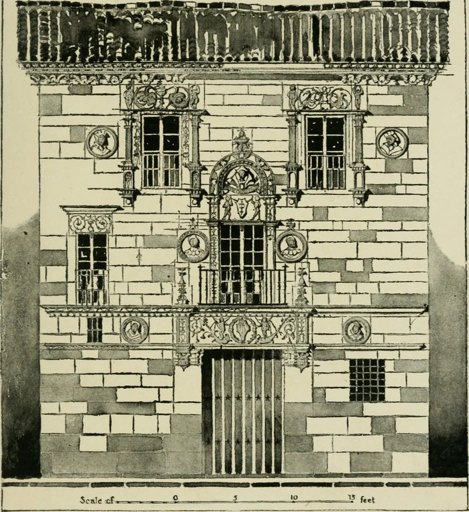 An illustration from Spanish architecture of the sixteenth century; general view of the plateresque and Herrera styles, 1917, leaf 180
