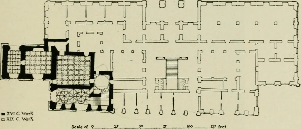 An illustration from Spanish architecture of the sixteenth century; general view of the plateresque and Herrera styles, 1917, leaf 244