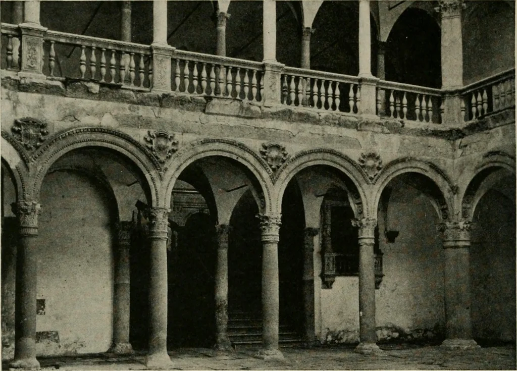 An illustration from Spanish architecture of the sixteenth century; general view of the plateresque and Herrera styles, 1917, leaf 349