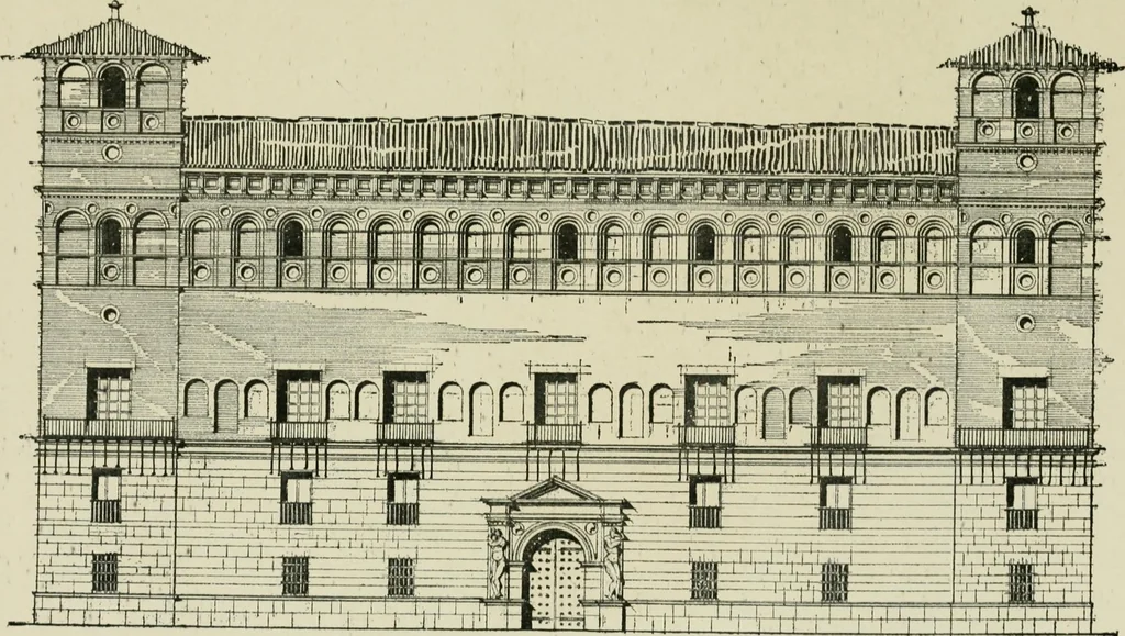 An illustration from Spanish architecture of the sixteenth century; general view of the plateresque and Herrera styles, 1917, leaf 384