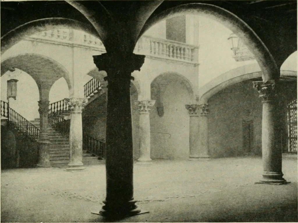 An illustration from Spanish architecture of the sixteenth century; general view of the plateresque and Herrera styles, 1917, leaf 408
