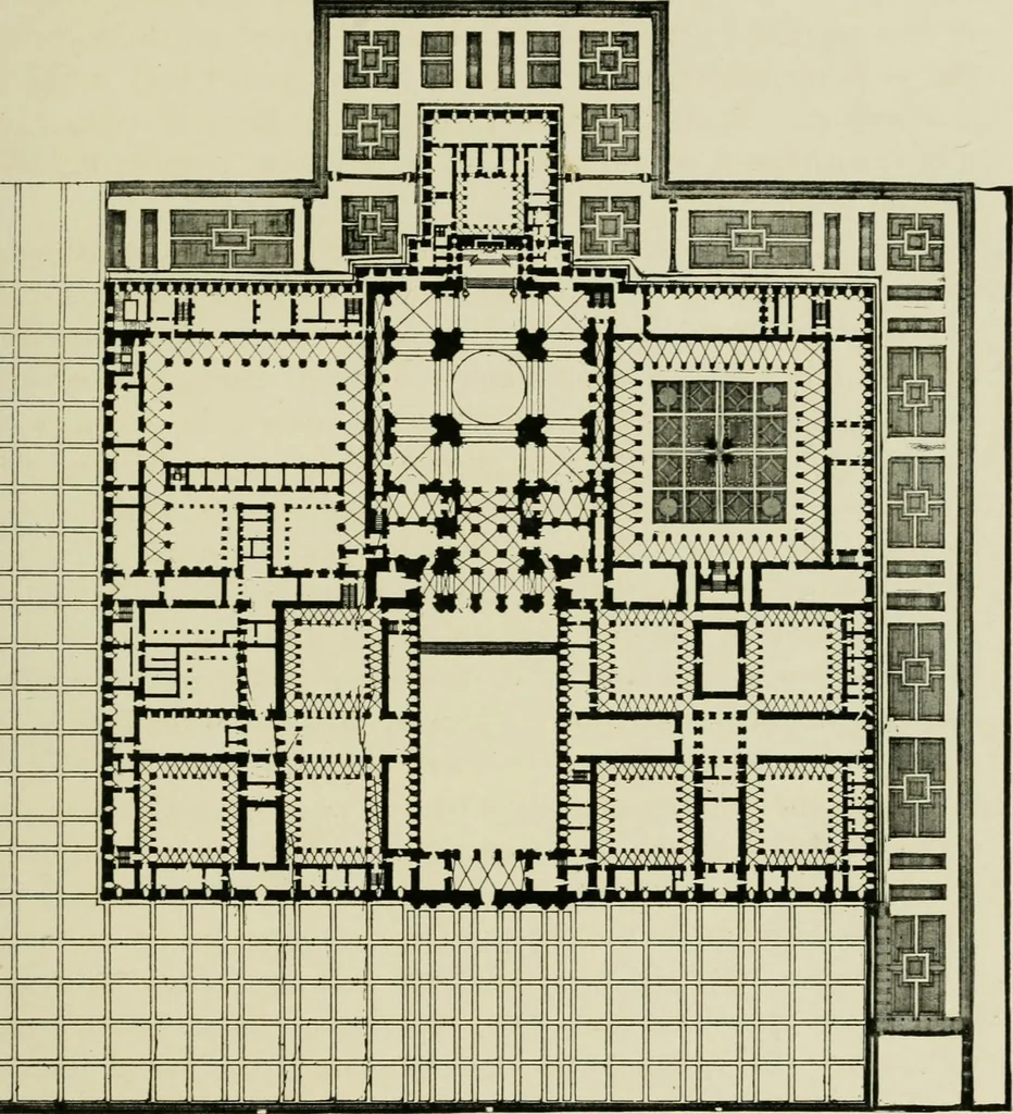 An illustration from Spanish architecture of the sixteenth century; general view of the plateresque and Herrera styles, 1917, leaf 444