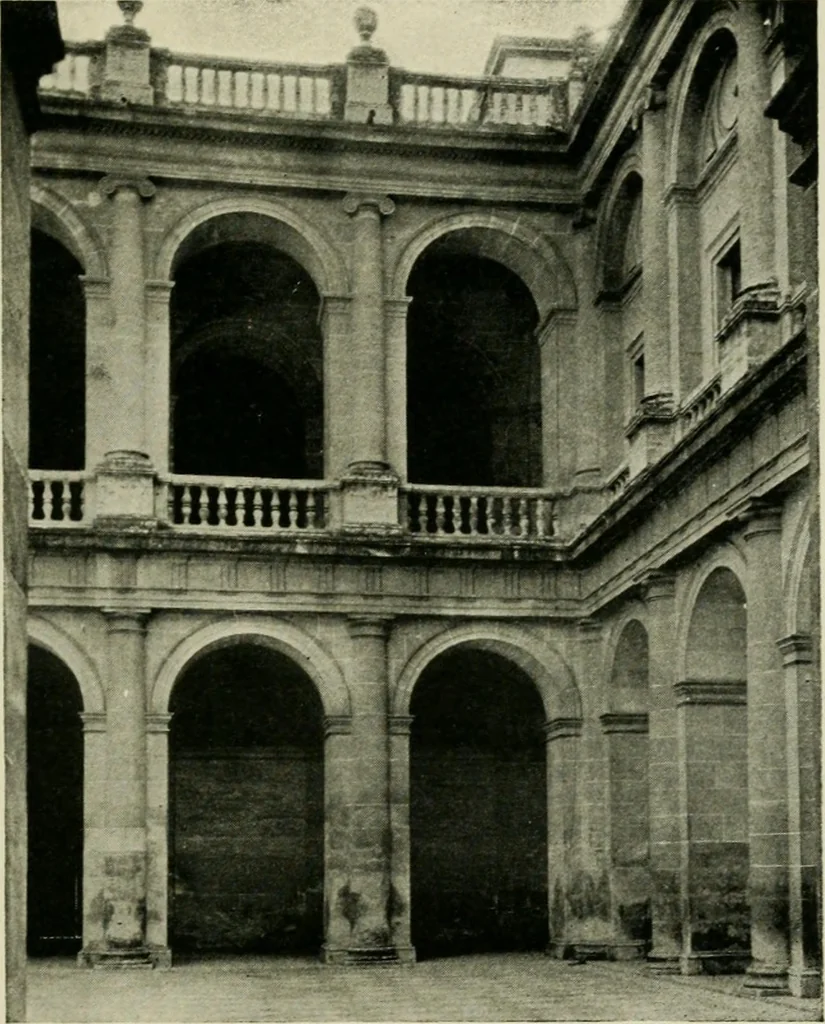 An illustration from Spanish architecture of the sixteenth century; general view of the plateresque and Herrera styles, 1917, leaf 458