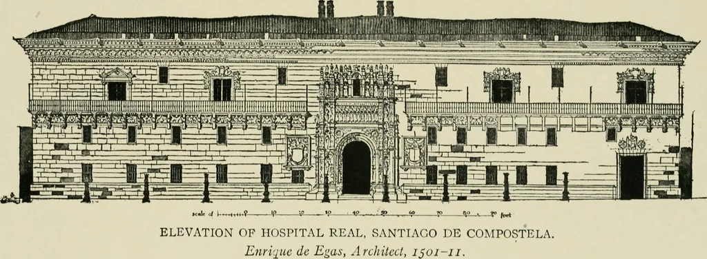 An illustration from Spanish architecture of the sixteenth century; general view of the plateresque and Herrera styles, 1917, leaf 54