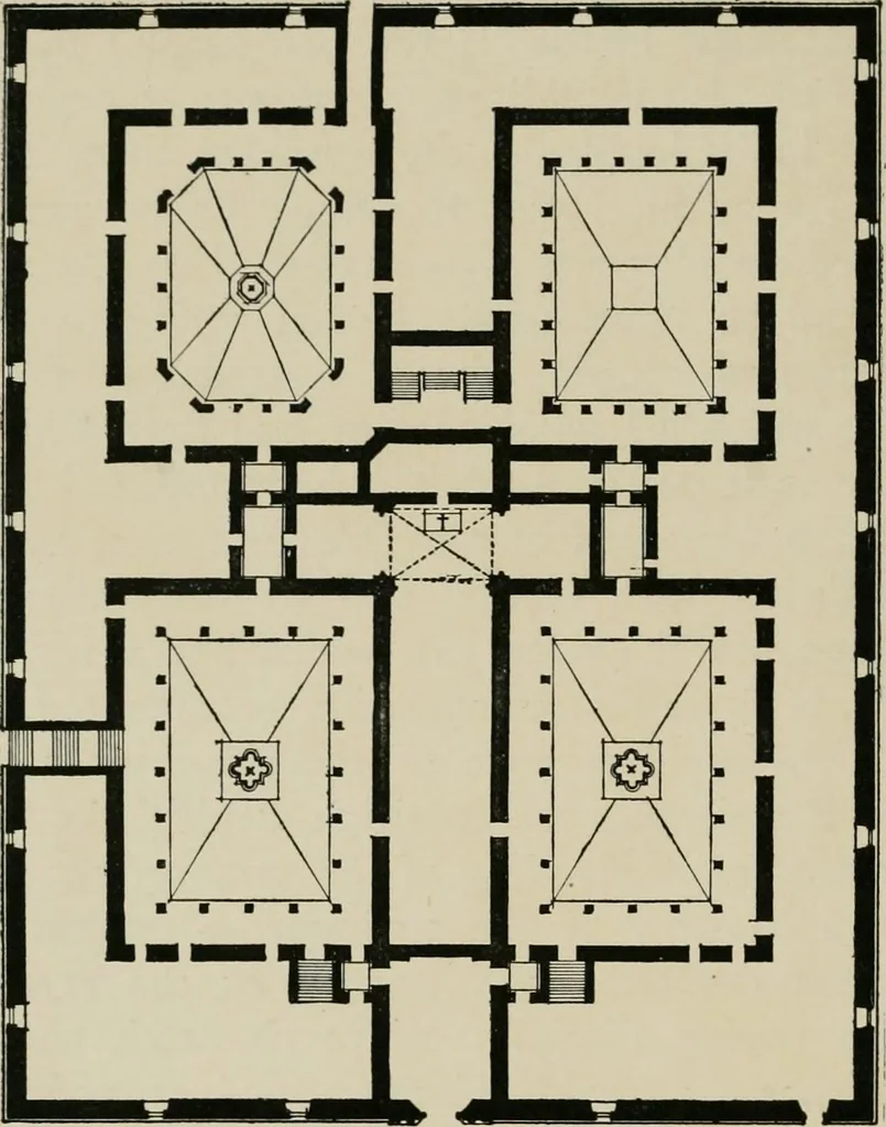 An illustration from Spanish architecture of the sixteenth century; general view of the plateresque and Herrera styles, 1917, leaf 57