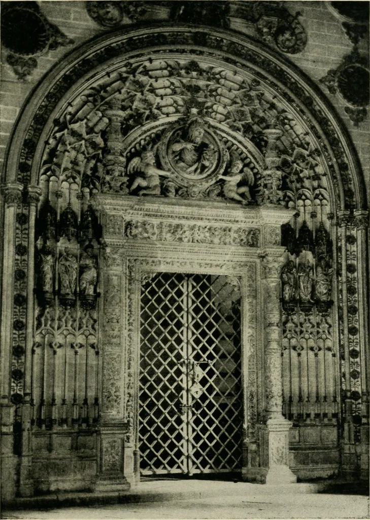An illustration from Spanish architecture of the sixteenth century; general view of the plateresque and Herrera styles, 1917, leaf 76