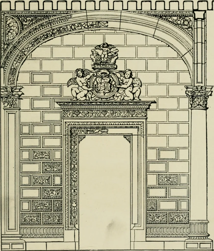An illustration from Spanish architecture of the sixteenth century; general view of the plateresque and Herrera styles, 1917, leaf 88
