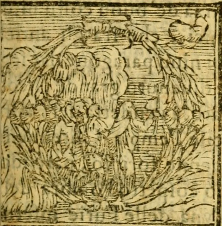 An illustration from Specchio di virtu : nel quale brevemente si descriue la buona amicitia, la grandezza, e principio del matrimonio & di quanta eccellecza sia nelle femmine la castita; con molit notabilissimi essempe secondo i soggetti, da qvaliciascvno potra prender materia, & ammaestramento di ben viuere, 1566, leaf 22