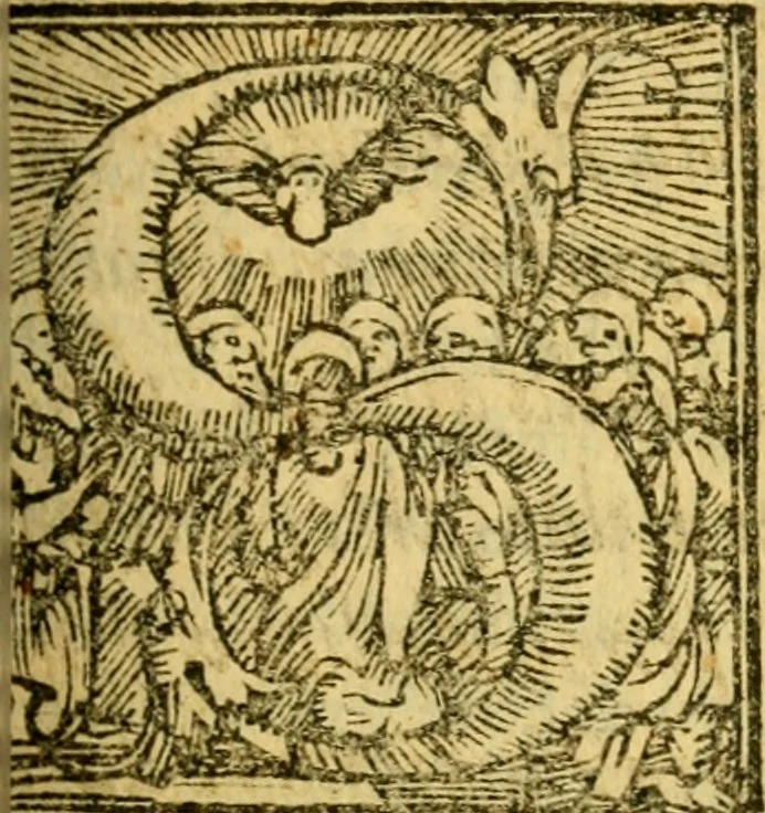 An illustration from Specchio di virtu : nel quale brevemente si descriue la buona amicitia, la grandezza, e principio del matrimonio & di quanta eccellecza sia nelle femmine la castita; con molit notabilissimi essempe secondo i soggetti, da qvaliciascvno potra prender materia, & ammaestramento di ben viuere, 1566, leaf 52