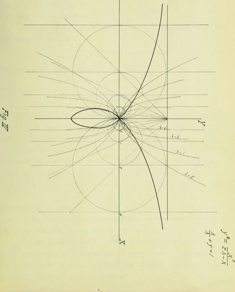 An illustration from Special cubics and quartics produced by projective pencils of straight lines and conics, 1916, leaf 48