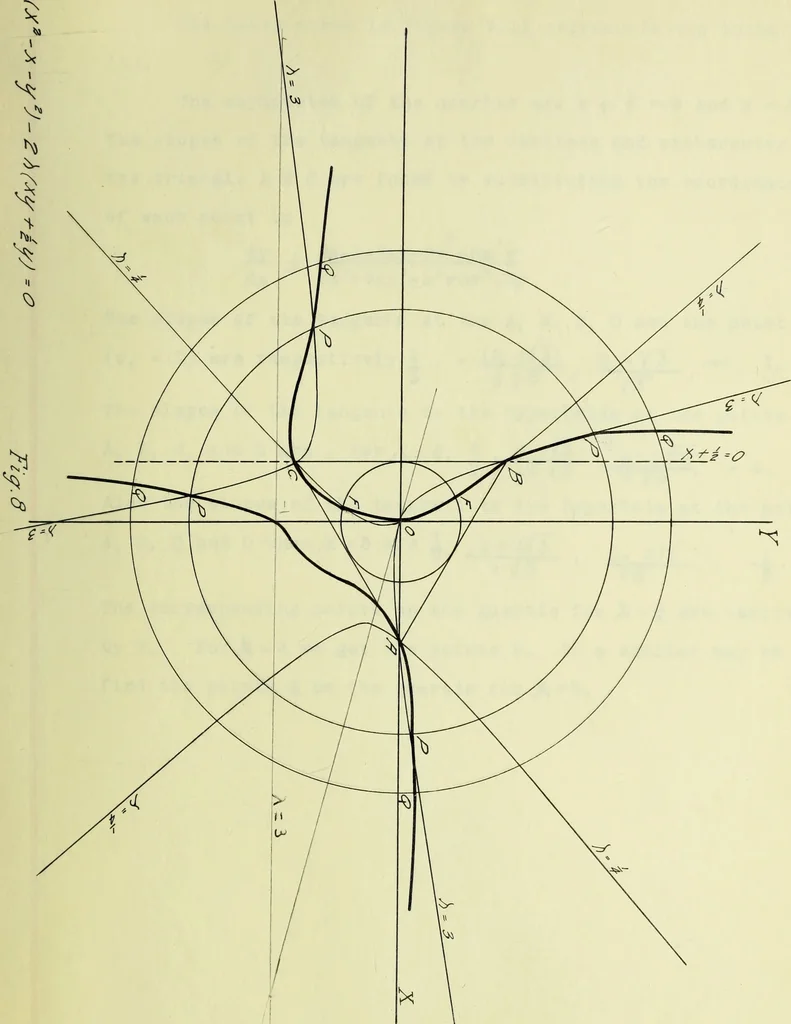 An illustration from Special cubics and quartics produced by projective pencils of straight lines and conics, 1916, leaf 82