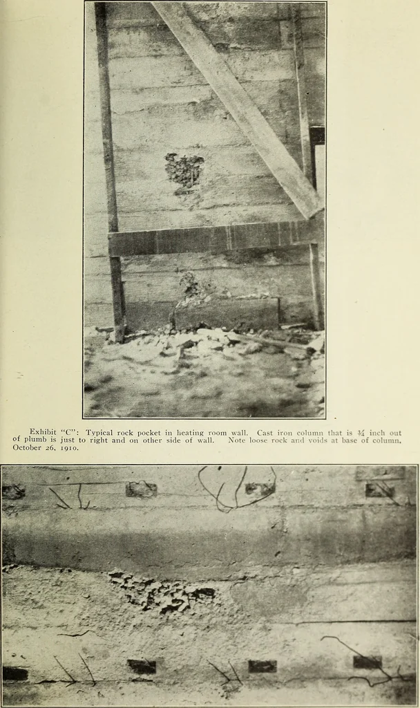 An illustration from Special report of the Merchants' Association Bureau of Inspection : showing difficulties encountered with specifications in work on public buildings, 1910, leaf 8