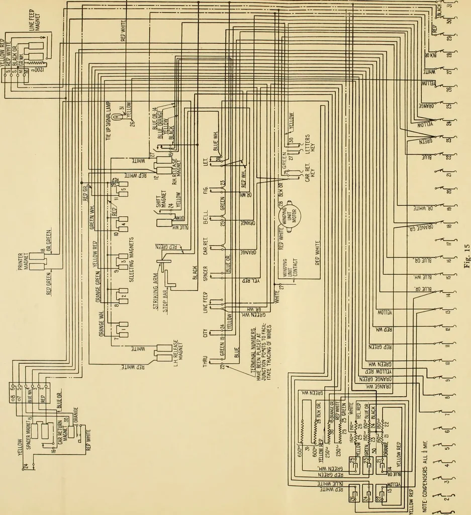 An illustration from Specifications for the multiplex printing telegraph system : theory and operation, 1920, leaf 136