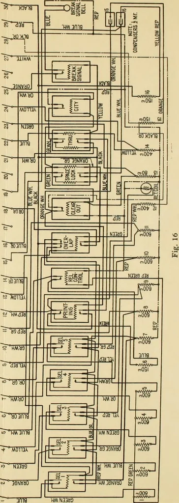 An illustration from Specifications for the multiplex printing telegraph system : theory and operation, 1920, leaf 136