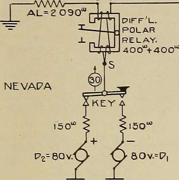 An illustration from Specifications for the multiplex printing telegraph system : theory and operation, 1920, leaf 21