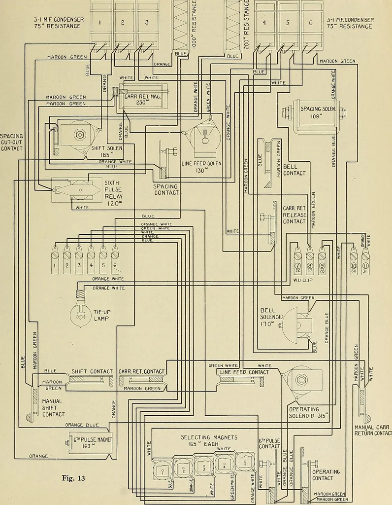 An illustration from Specifications for the multiplex printing telegraph system : theory and operation, 1920, leaf 252