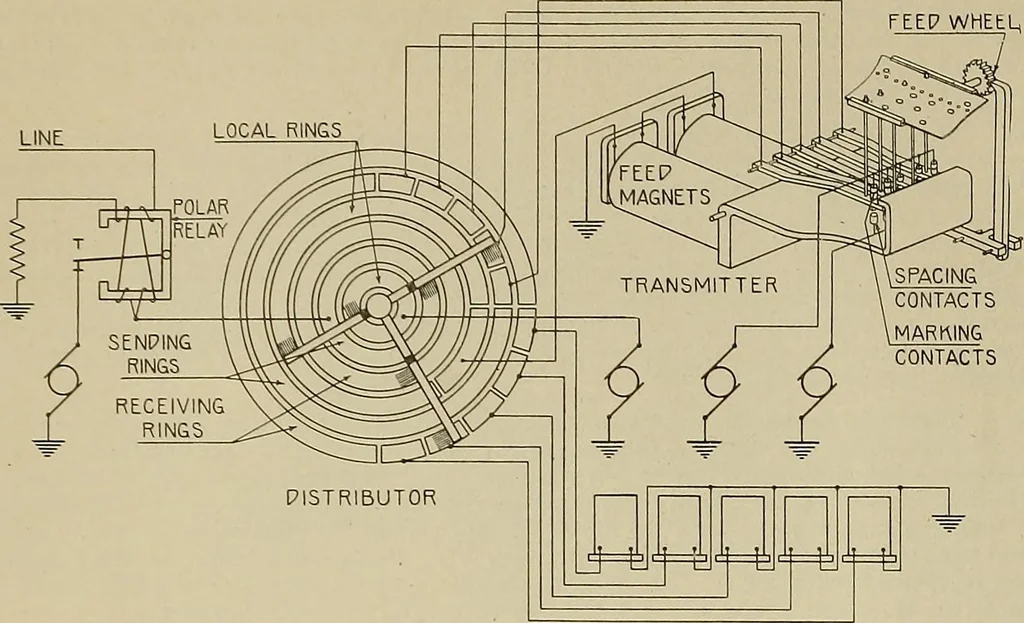 An illustration from Specifications for the multiplex printing telegraph system : theory and operation, 1920, leaf 27
