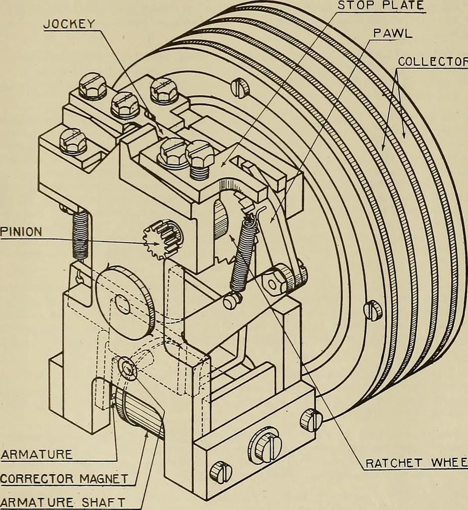 An illustration from Specifications for the multiplex printing telegraph system : theory and operation, 1920, leaf 45