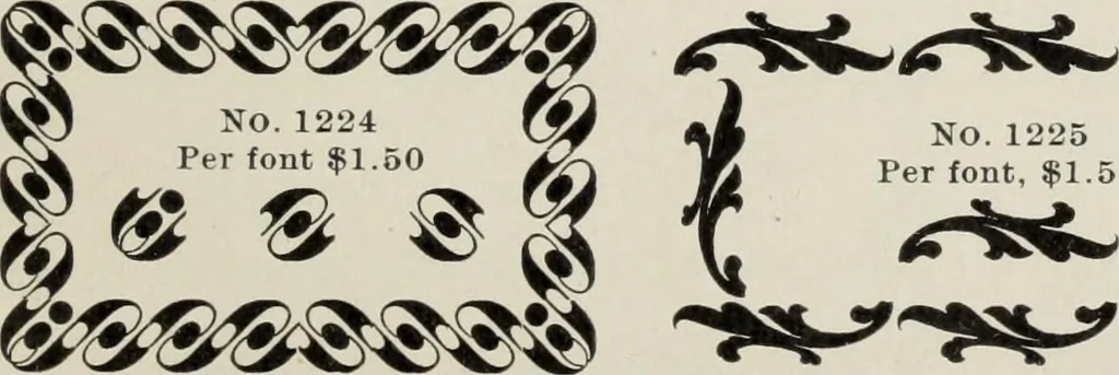 An illustration from Specimen book and catalog : a price list of printers' supplies .., 1907, leaf 206