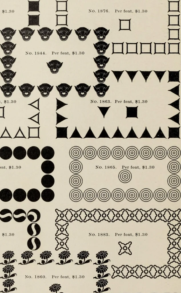 An illustration from Specimen book and catalog : a price list of printers' supplies .., 1907, leaf 211