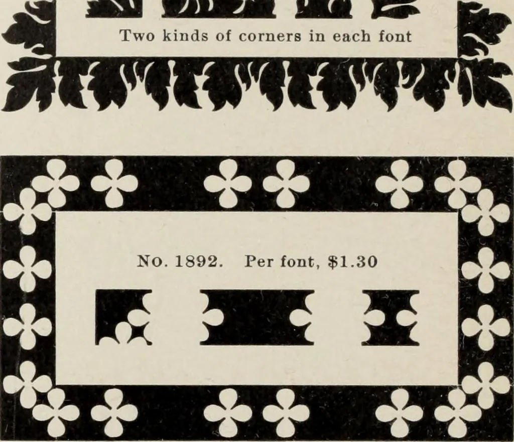 An illustration from Specimen book and catalog : a price list of printers' supplies .., 1907, leaf 213