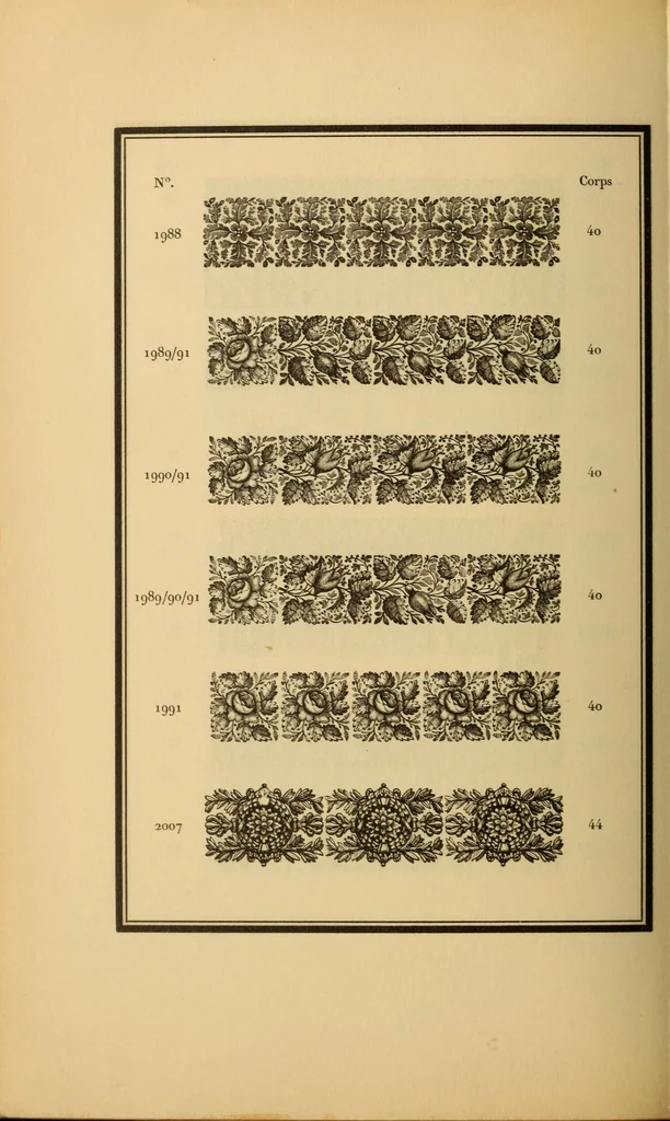 An illustration from Specimen des caractères de la fonderie de N. P. Gando à Paris et de son fils Th. S. Gando à Bruxelles, 1917, leaf 182