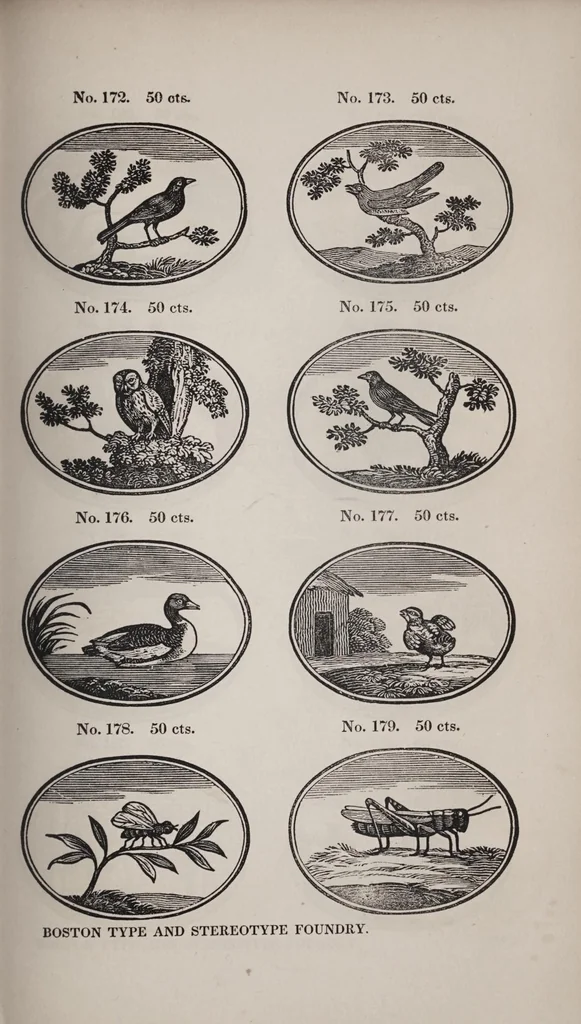 An illustration from Specimen of printing types from the Boston Type & Stereotype Foundry. John G. Rogers, agent., 1832, leaf 251