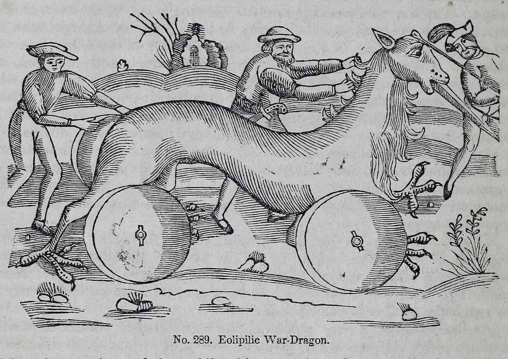An illustration from Specimens of ancient oracular and fighting eolipiles : with remarks on dragons and other fire breathing monsters of mythology and the Middle Ages, being a supplement to his treatise on hydraulics and mechanics, 1845, leaf 12