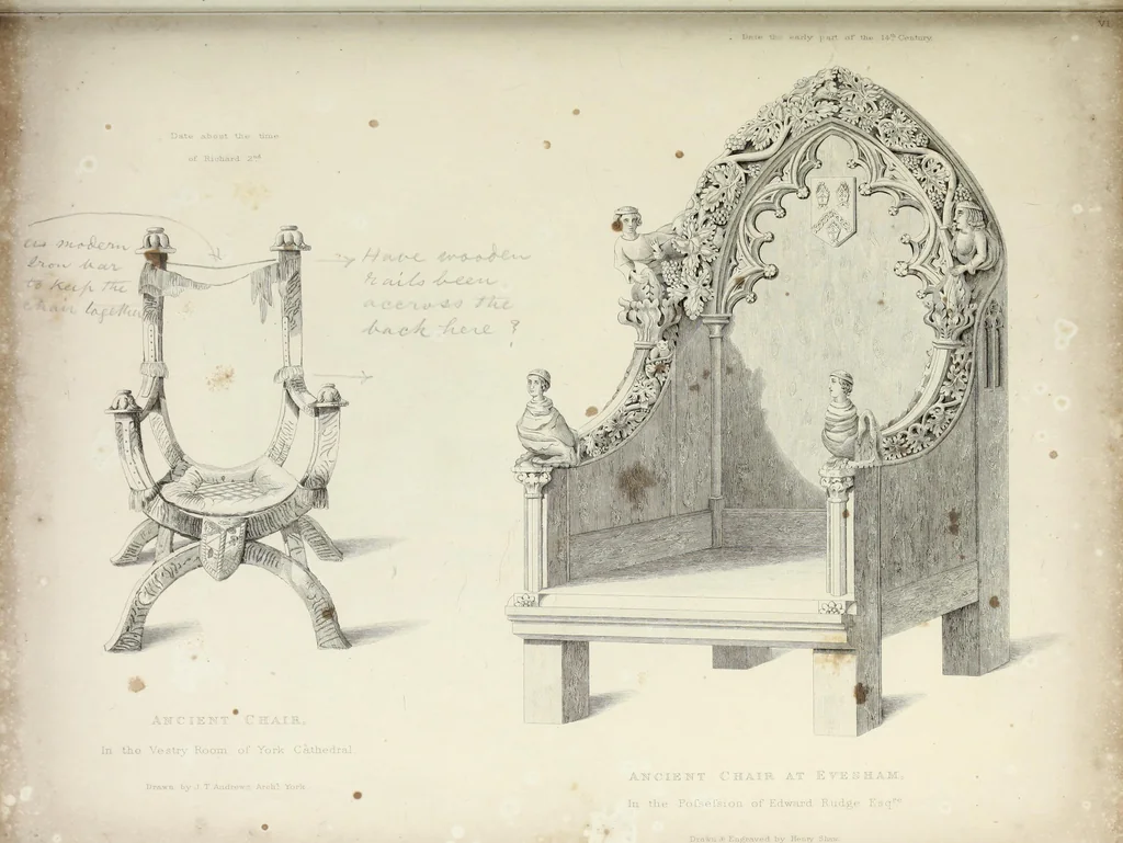 An illustration from Specimens of ancient furniture drawn from existing authorities, 1836, leaf 46