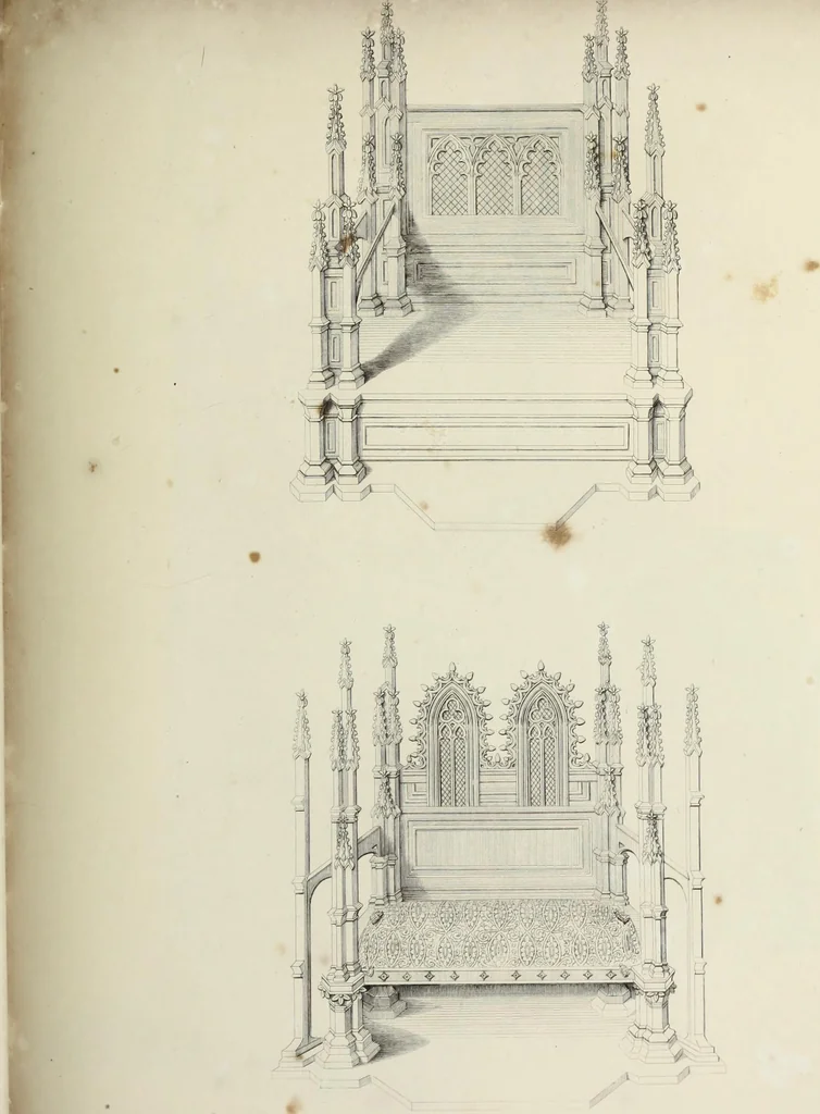 An illustration from Specimens of ancient furniture drawn from existing authorities, 1836, leaf 48