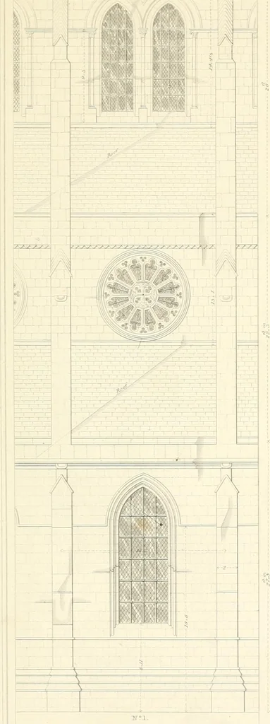 An illustration from Specimens of the architecture of Normandy, from the 16th to the 17th century. Engraved by John and Henry Le Keux, 1874, leaf 124