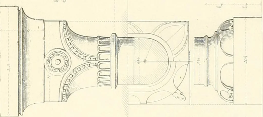An illustration from Specimens of the architecture of Normandy, from the 16th to the 17th century. Engraved by John and Henry Le Keux, 1874, leaf 136