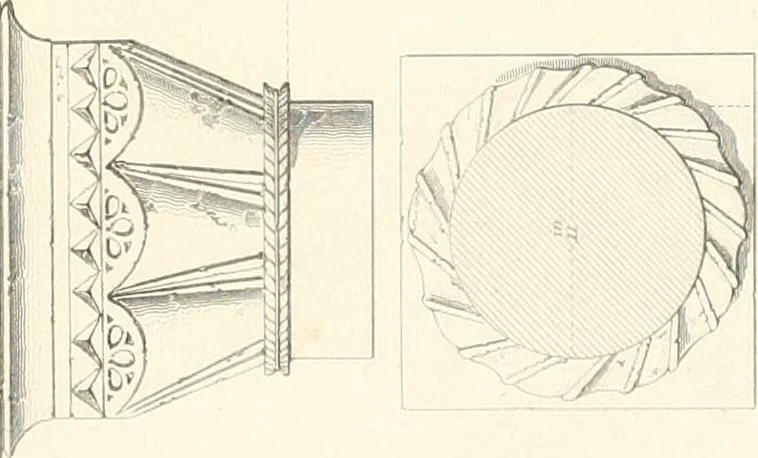 An illustration from Specimens of the architecture of Normandy, from the 16th to the 17th century. Engraved by John and Henry Le Keux, 1874, leaf 136