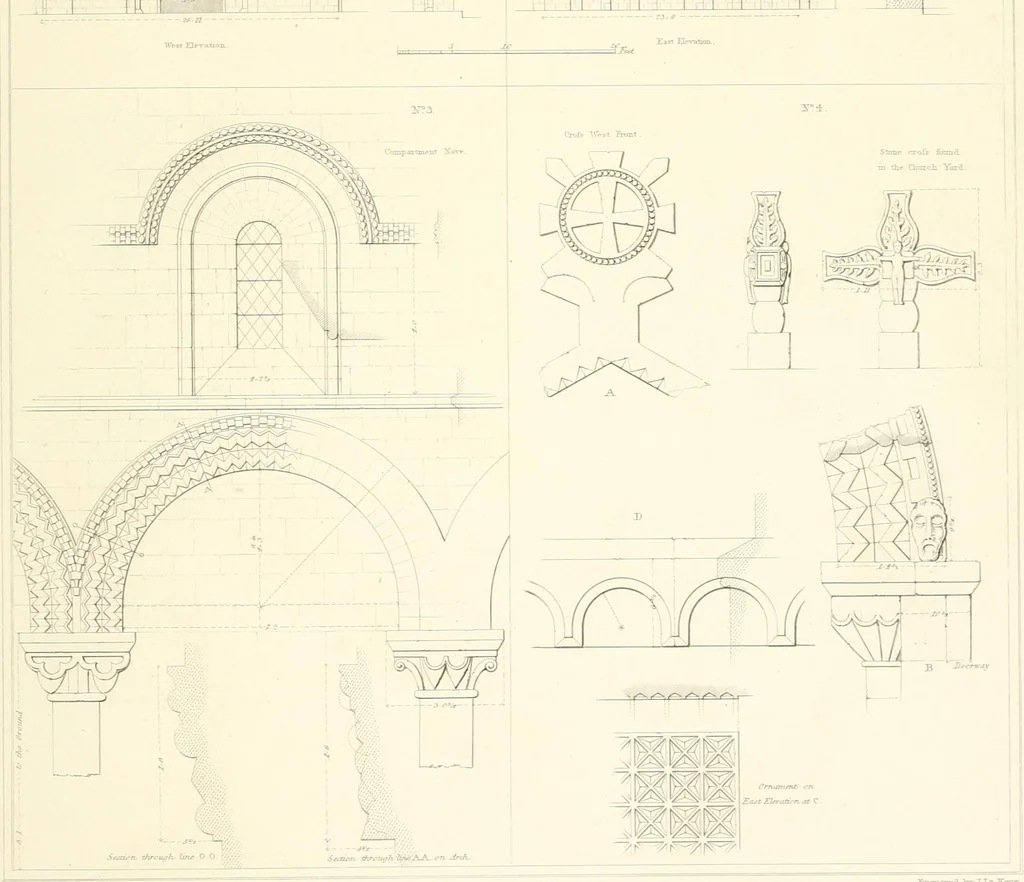 An illustration from Specimens of the architecture of Normandy, from the 16th to the 17th century. Engraved by John and Henry Le Keux, 1874, leaf 150