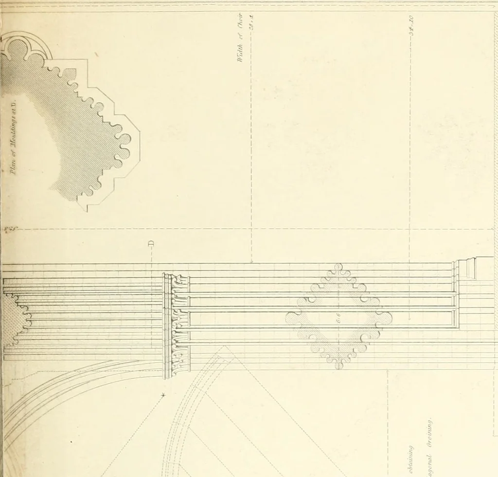An illustration from Specimens of the architecture of Normandy, from the 16th to the 17th century. Engraved by John and Henry Le Keux, 1874, leaf 172