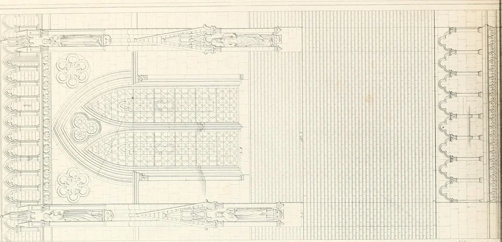 An illustration from Specimens of the architecture of Normandy, from the 16th to the 17th century. Engraved by John and Henry Le Keux, 1874, leaf 175